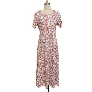Vintage 1990's Classic Elements Knit Floral Coittagecore Midi Dress SZ L